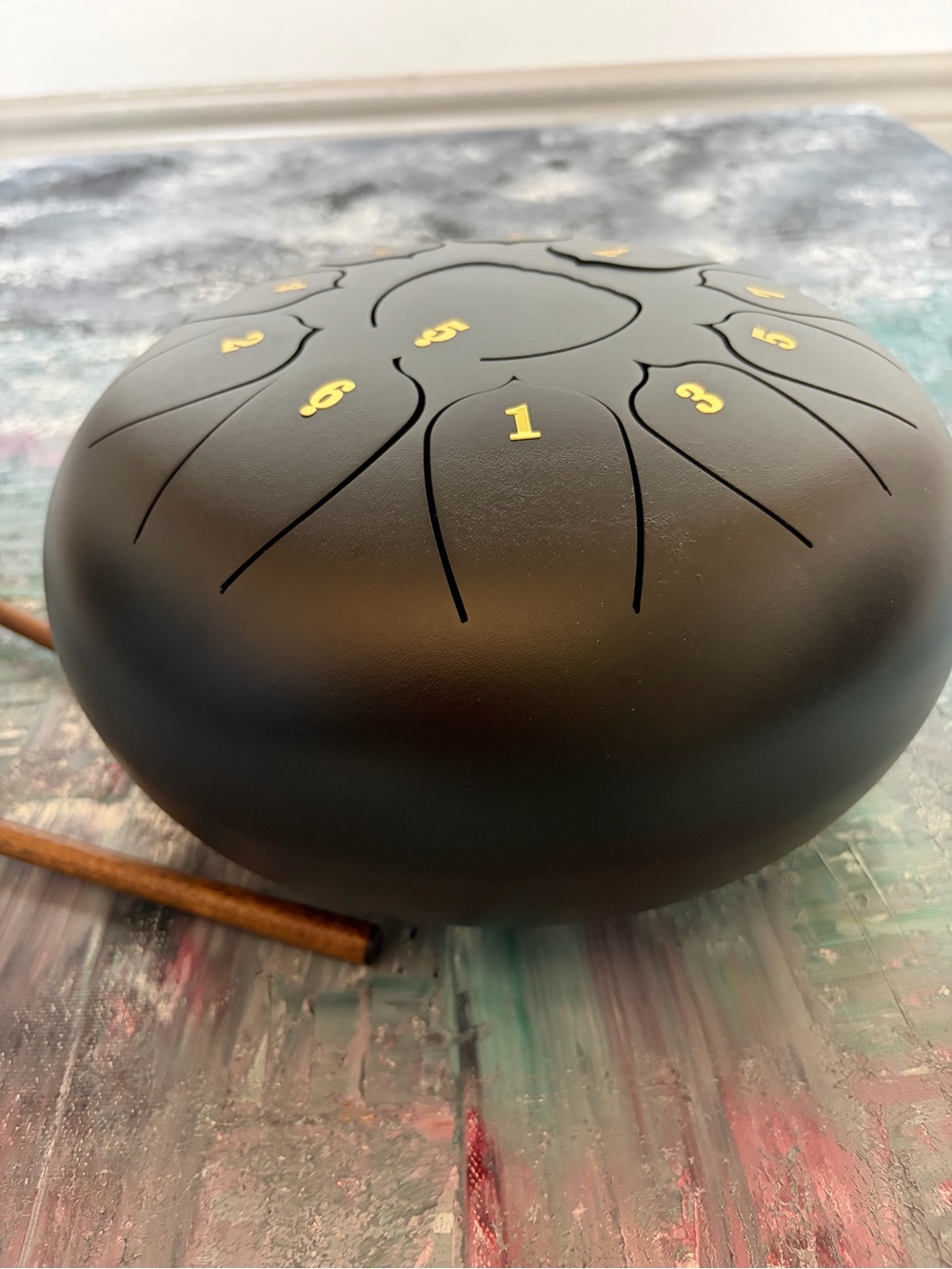 Shaanti Handpan Steel Tongue Drum - Black with Gold Numbering